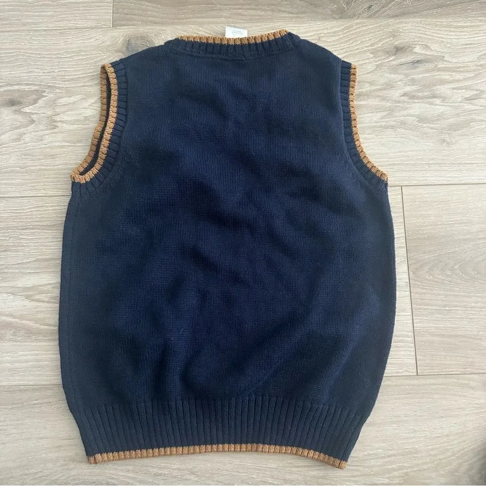 NWT Gymboree Toddler Boys 4T Sweater Vest Navy‎ Tan Holiday Preppy Christmas